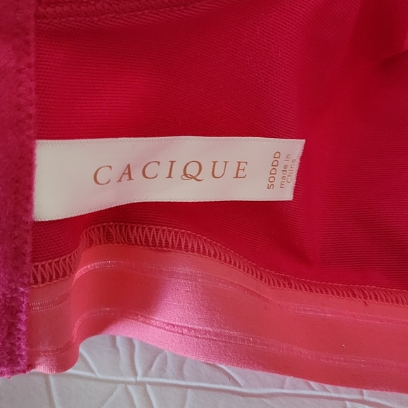Cacique Women's lightly lined balconette Size 50DDD pink lace bra - Picture 9 of 11